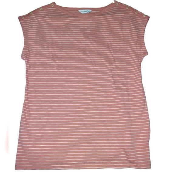 Liz Claiborne Tops - Liz Claiborne Dusty Pink Striped Short Sleeve Top